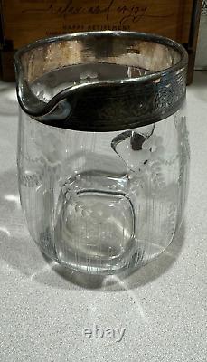 Vintage Victorian Sterling Silver and Glass Water Pitcher