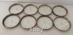 Vintage WEBSTER Co. Glass Sterling Silver Coasters Set Of 8 3 1/8 diameter