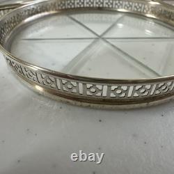 Vintage WEBSTER Glass Sterling Silver Coasters Set Of 6