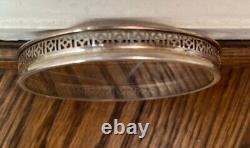 Vintage Webster Sterling Silver & Cut Glass Coasters Filigree Perforated Rims 9