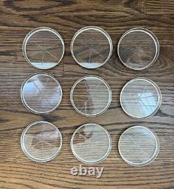 Vintage Webster Sterling Silver & Cut Glass Coasters Filigree Perforated Rims 9