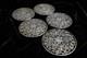 Vintage Webster Sterling Silver Glass Coasters Set Of 5 Pierced Floral Openwork