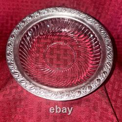Vintage Webster Sterling Silver Glass WithLeaf Pattern Bowl 6