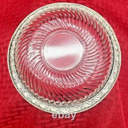 Vintage Webster Sterling Silver Glass WithLeaf Pattern Bowl 6