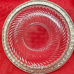 Vintage Webster Sterling Silver Glass WithLeaf Pattern Bowl 6