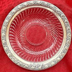 Vintage Webster Sterling Silver Glass WithLeaf Pattern Bowl 6
