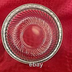 Vintage Webster Sterling Silver Glass WithLeaf Pattern Bowl 6