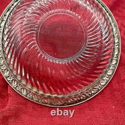 Vintage Webster Sterling Silver Glass WithLeaf Pattern Bowl 6
