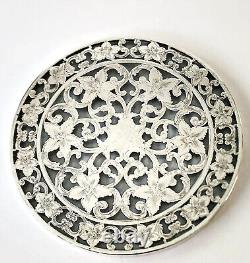 Vintage Webster Sterling Silver Overlay Glass 6 Trivet Art Nouveau USA