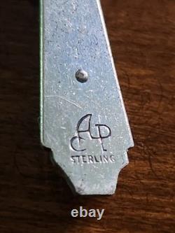 Vintage cAP Sterling Silver Blue Art Glass Beaded Rosary & Vtg Art Nouveau Box