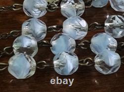 Vintage cAP Sterling Silver Blue Art Glass Beaded Rosary & Vtg Art Nouveau Box