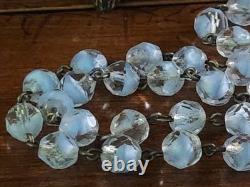 Vintage cAP Sterling Silver Blue Art Glass Beaded Rosary & Vtg Art Nouveau Box