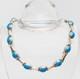 Vintage Modern Sterling Silver Oval Blue Glass Link Necklace Mexico