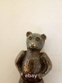Vintage sterling silver magnifying glass teddy bear handle European standing