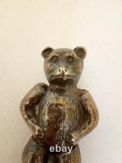 Vintage sterling silver magnifying glass teddy bear handle European standing