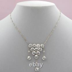 Vtg 1920s Art Deco Sterling Silver Openback Crystal Glass Chandelier Necklace