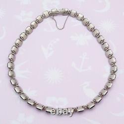 Vtg 1930s Art Deco Foiled Reverse Set Amethyst Glass Sterling Silver Necklace