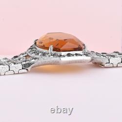 Vtg 1930s Art Deco Geometric Cut Glass Paste Sterling Silver Link Bracelet