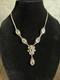 Vtg 925 Sterling Silver Floral Drop Festoon Necklace Clear Crystal Glass 18