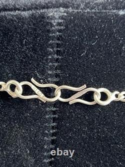 Vtg 925 Sterling Silver Floral Drop Festoon Necklace Clear Crystal Glass 18
