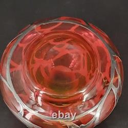 Vtg/Antique Cranberry Glass Sterling Silver Deposit 94 Perfume Bottle 4.25T