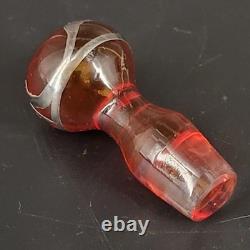 Vtg/Antique Cranberry Glass Sterling Silver Deposit 94 Perfume Bottle 4.25T