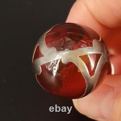 Vtg/Antique Cranberry Glass Sterling Silver Deposit 94 Perfume Bottle 4.25T