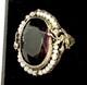 Vtg Art Deco Czech Purple Glass Sterling Silver Ring