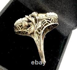 Vtg Art Deco Czech Purple Glass Sterling Silver Ring