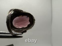 Vtg Art Deco Czech Purple Glass Sterling Silver Ring