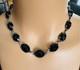 Vtg Art Deco Danecraft Sterling Silver French Jet Glass Necklace Old Felch Mark
