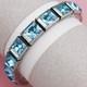 Vtg Art Deco H&s Co Channel Set Aqua Glass Sterling Silver Bracelet
