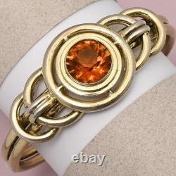 Vtg Art Deco Open Back Glass Sterling Silver Vermeil Bracelet