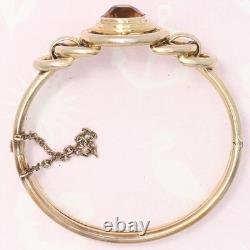 Vtg Art Deco Open Back Glass Sterling Silver Vermeil Bracelet