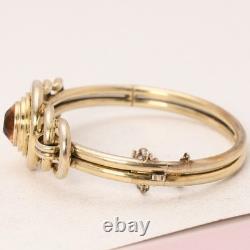 Vtg Art Deco Open Back Glass Sterling Silver Vermeil Bracelet