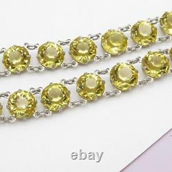 Vtg Art Deco Sterling Silver 48 Open Back Crystal Glass Flapper Necklace