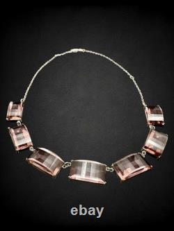 Vtg Art Deco Sterling Silver Faceted Purple Czech Glass Necklace Bracelet Set