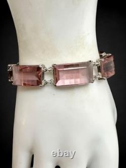 Vtg Art Deco Sterling Silver Faceted Purple Czech Glass Necklace Bracelet Set