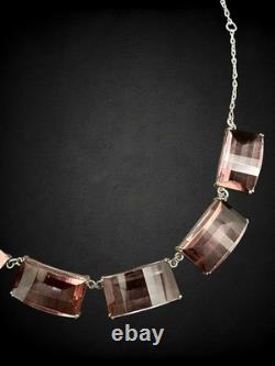 Vtg Art Deco Sterling Silver Faceted Purple Czech Glass Necklace Bracelet Set