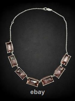 Vtg Art Deco Sterling Silver Faceted Purple Czech Glass Necklace Bracelet Set
