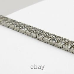 Vtg Art Deco Sterling Silver Glass Paste Buckle Signed Wachenheimer Bracelet