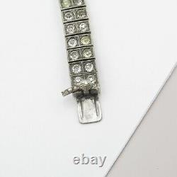 Vtg Art Deco Sterling Silver Glass Paste Buckle Signed Wachenheimer Bracelet