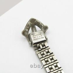 Vtg Art Deco Sterling Silver Glass Paste Buckle Signed Wachenheimer Bracelet