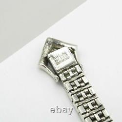 Vtg Art Deco Sterling Silver Sapphire Blue Glass Paste Buckle Diamonbar Bracelet