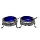 Vtg Sterling Silver Salt Cellars Cobalt Blue Glass Inserts Spoons Whiting Co 80g