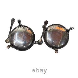 Vtg Sterling Silver Salt Cellars Cobalt Blue Glass Inserts Spoons Whiting Co 80g