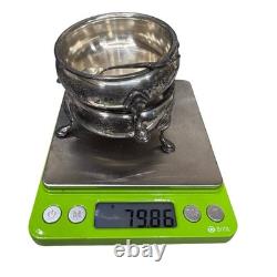 Vtg Sterling Silver Salt Cellars Cobalt Blue Glass Inserts Spoons Whiting Co 80g