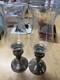Vtg Towle Sterling Silver Hurricane Candle Holders Pair Etched Glass Sticker