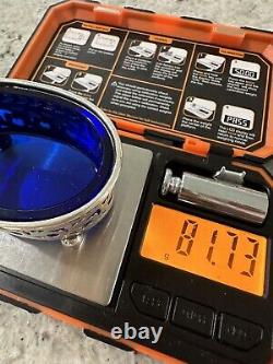 Vtg Watson Company sterling silver salt cellar With Cobalt Glass Liner 4457