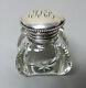 Wonderful 19th C. Victorian Period Cut Glass Inkwell With Sterling Silver Top